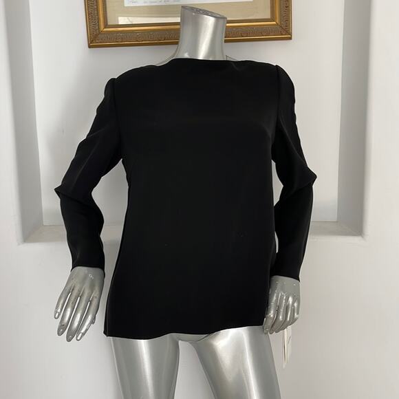 Valentino Black Long Sleeves Blouse Top  Size 10 Cowl And Bow back  Size 10 NWT - Picture 10 of 15